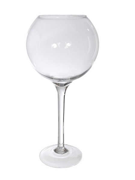 vangst wenselijk Geven Bolvormige Vaas op Voet - Glas - Transparant - 35cm Hoog - SD-Decorations