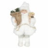 Decoratieve Kerstman met Beer - Textiel/Kunststof - Wit