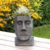 Bloempot Moai - Magnesium - Zwart - 27,5x23x31,5cm