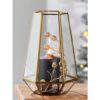 Windlicht Cozy - Glas/Metaal - Transparant/Goud - Ø20x30cm hoog