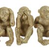 Decoratieve Aapjes Horen/Zien/Zwijgen - Poly - Antiek Goud - 11,5x8x14cm