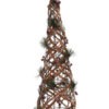 Kerstkegel met 20 Lichtjes - Rotan - Champagne/Goud/Bruin - 60 cm