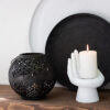 Kandelaar Handpalm - Polystone - Wit - 16x13x20 cm hoog