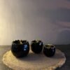 Theelichthouder Broken Egg - Keramiek - Zwart/Goud - Set van 3
