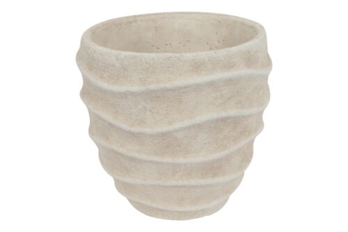 Bloempot Ribbel Rond L - Steen - Wit - L18xB18xH17,5cm