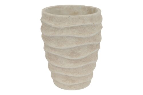 Bloempot Ribbel Rond M - Steen - Wit - L15,5xB15,5xH20cm