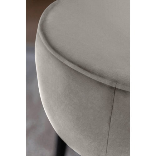 Poef Ellis - Hout/Velvet/Polyester - Zilvergrijs - Ø50 x 46cm hoog - Afbeelding 4