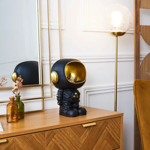 Sculptuur Astronaut - Polyresin - Zwart/Goud - L21,5xB15xH28cm - Afbeelding 3