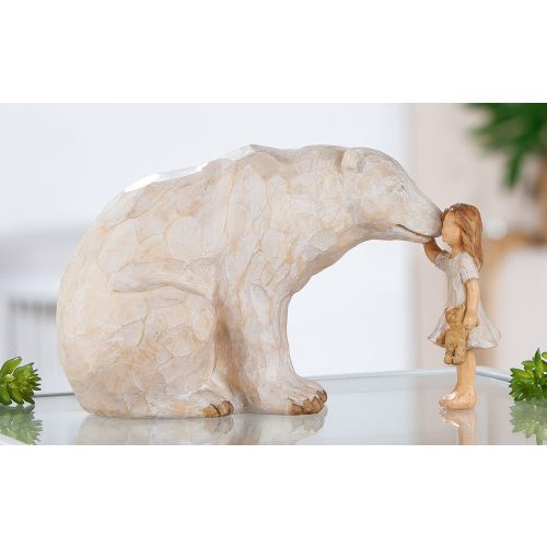 Decoratieve Beer met Kind - Poly - Crème - L20 x B10 x H11,5 cm