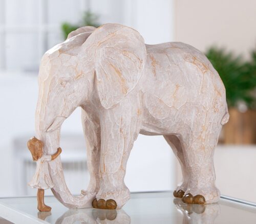 Decoratieve Olifant met Kind - Poly - Crème - L28,5 x B11,5 x H23 cm - Afbeelding 6