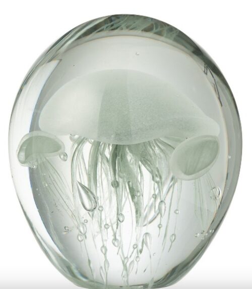 Presse Papier Calypso - Glas - Transparant/Groen - Ø13xH16cm