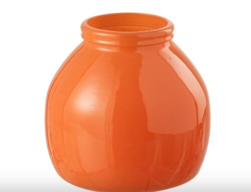 Vaas - Glas - Orange - Small - L21xB21xH20cm