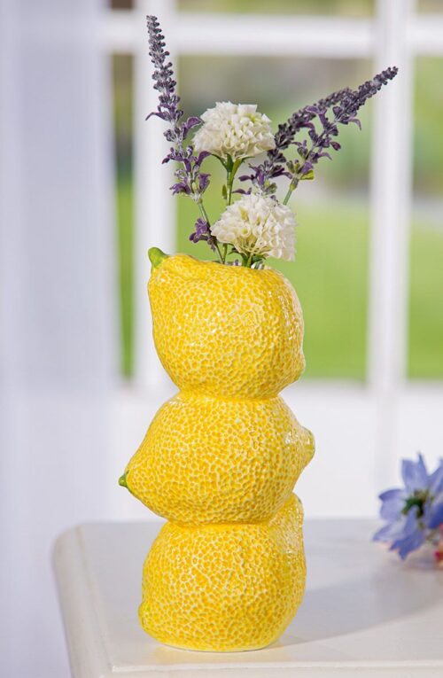 Vaas Lemon - Keramiek - Geel - Ø9xH22cm - Afbeelding 4