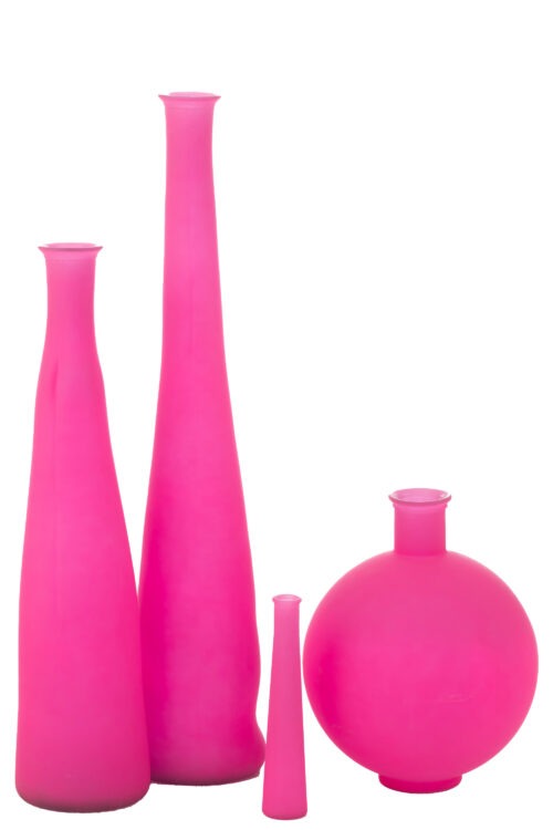 Vaas Bottle - Glas - Neon Pink - L18xB18xH80cm - Afbeelding 4