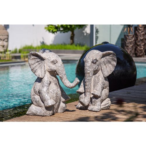 Decoratieve Olifant - Magnesium - Grijs - Set van 2 - L39xB29xH48cm