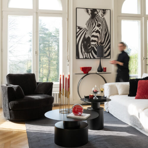 Salontafel Rond - Metaal - Zwart - L80xB80xH41cm