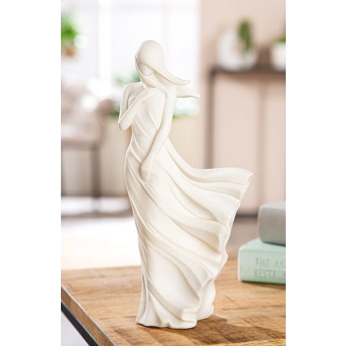 Sculptuur Vrouw Tara - Polyresin - Wit - L7xB5xH26cm