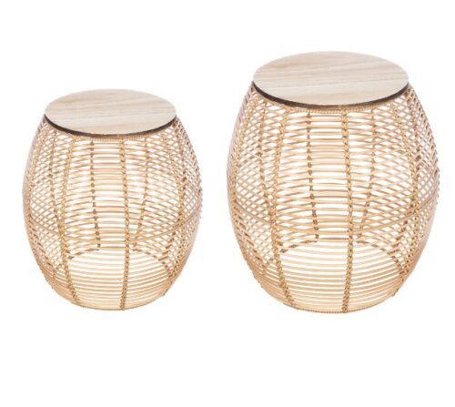 Ronde Bijzettafel Rotina - Polyrotan - Naturel - Set/2 - Afbeelding 2