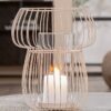Windlicht Mushroom Burgos - Metaal/Glas - Mat Beige - Ø21xH25cm