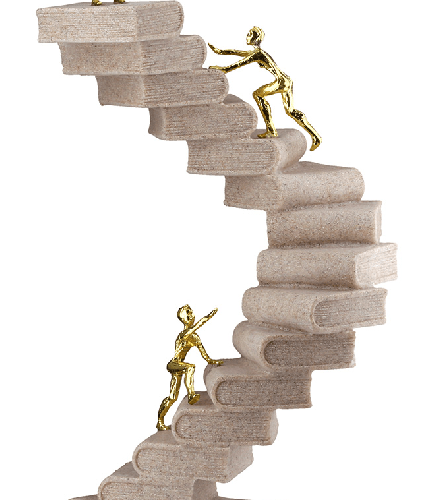 Alternative view of Sculpture The Bookpath of Knowledge - Polystone - Beige/Goud - 14,5x10x30cm