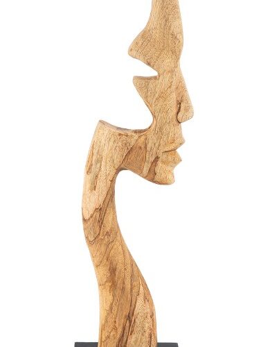 Alternative view of Sculptuur Gezicht op Voet - Mangohout - Naturel/Zwart - L15,5xB9xH63,5cm