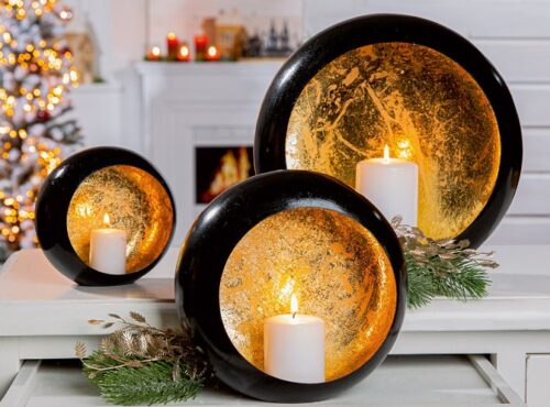 Theelichthouder Didi - Metaal - Zwart/Goud - Large L30xB10xH30cm - Afbeelding 2