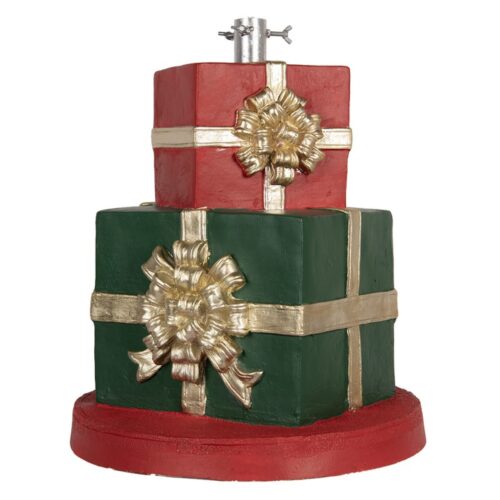 Kerstboom Standaard - 2 Gestapelde Cadeaus - Ø 44x54 cm - Groen Rood Keramiek