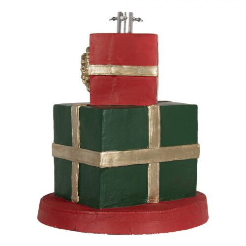 Kerstboom Standaard - 2 Gestapelde Cadeaus - Ø 44x54 cm - Groen Rood Keramiek - Afbeelding 4