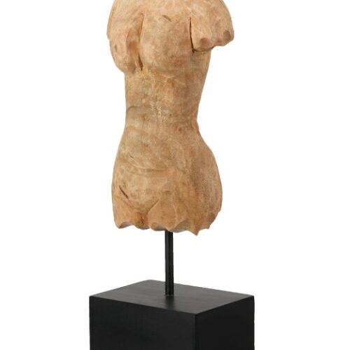 Alternative view of Sculptuur Vrouw Buste op Voet - Mangohout - Naturel/Zwart - L13xB9xH40,5cm