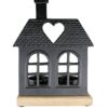 Theelichthouder Huis voor 2 Theelichtjes - Mangohout/Metaal - Naturel/Mat Zwart - L14xB7,5xH20cm