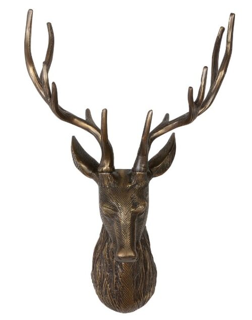 Wanddecoratie Hertenkop - Metaal - Brons - L20xB31xH55cm - Afbeelding 2