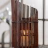 Windlicht Alice - Bamboe/Glas - Bruin - Ø17xH35cm