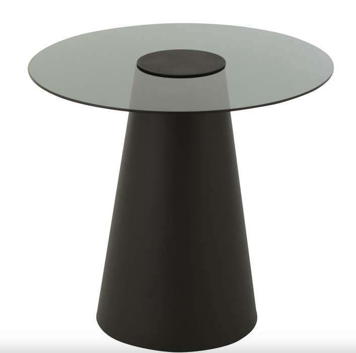 Bijzettafel Flat Cap Kegel - Glas/Metaal/Smeedwerk - Zwart - Ø60xH50cm - Afbeelding 2