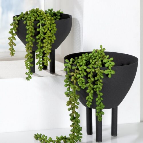 Alternative view of Bloempot Cleo op Pootjes - Gepoedercoat Ruw Metaal - Zwart - Ø19,5xH21cm