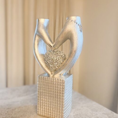 Handen Hartvorm Steentjes op Voet - Keramiek - Champagne - L15xB7,5xH29,5cm