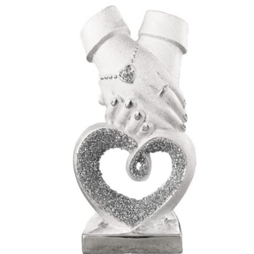 Handen op Hart Steentjes - Keramiek - Zilver - L15xB8,5xH30,5cm