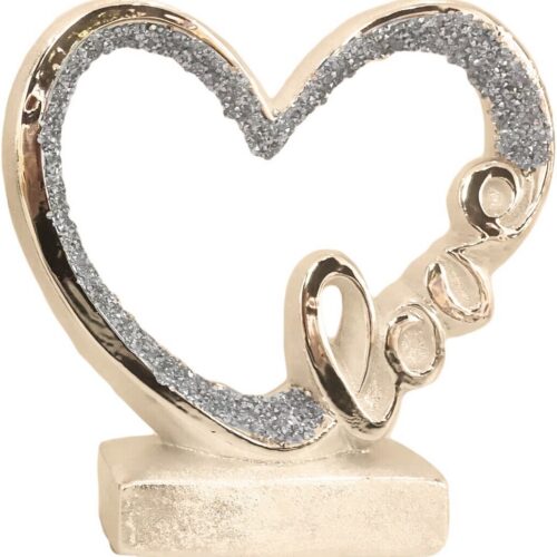 Alternative view of Hart op Voet LOVE Steentjes - Keramiek - Champagne - L21xB6,5xH23cm