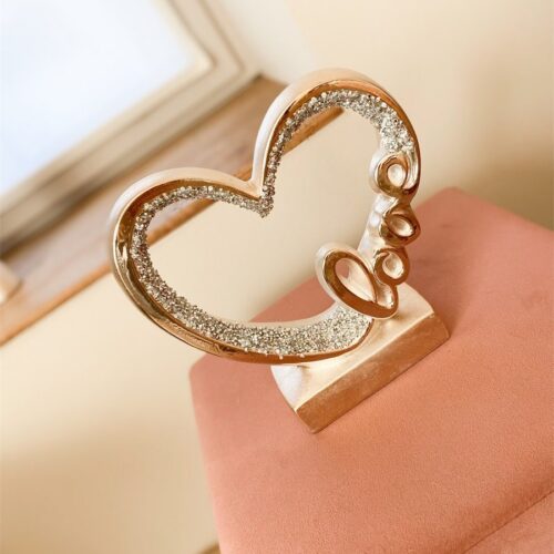 Hart op Voet LOVE Steentjes - Keramiek - Champagne - L21xB6,5xH23cm