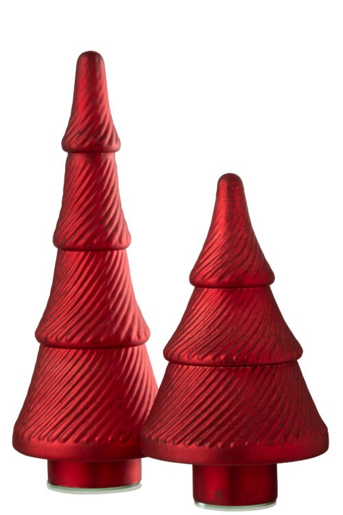 Kerstboom Geoxideerd - Geribbeld Glas - Rood - Large Ø16xH41cm - Afbeelding 2