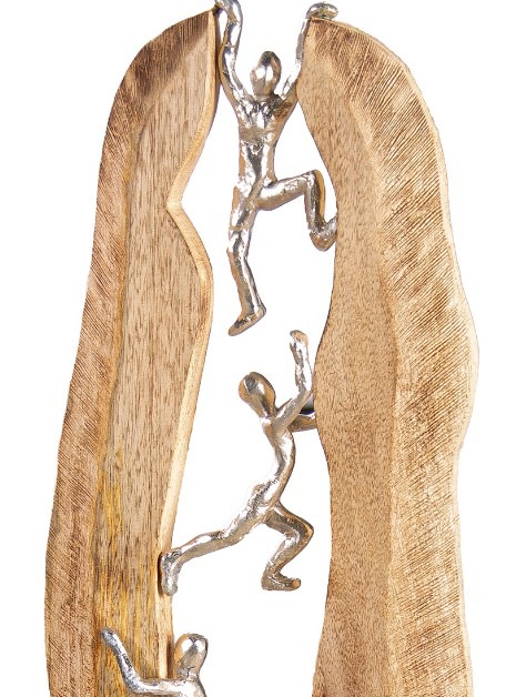 Sculptuur Klimmen naar de Top - Mangohout/Aluminium - Naturel/Zilver - L24xB13xH100cm - Afbeelding 4