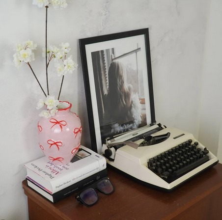 Vaas Strikjes - Dolomiet - Licht Roze/Rood - Ø13,5xH19cm - Afbeelding 5