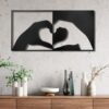 Wanddecoratie Hart - Metaal - Zwart - L120xH60cm