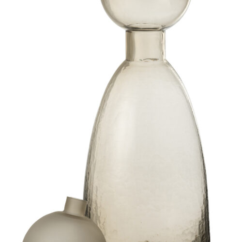 Vaas Fles+Dop Yara - Glas - Taupe - Large - Ø16xH43cm