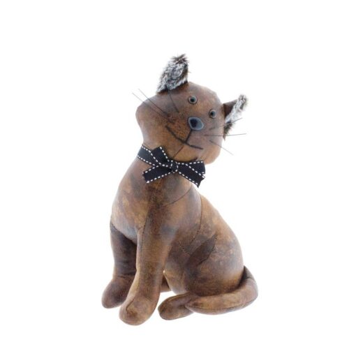 Deurstopper Kat Carol - Kunstleder - Bruin - 17x10x26cm