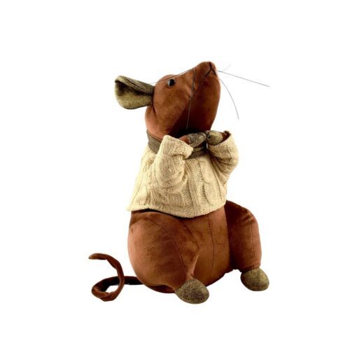 Deurstopper Muis Giulia - Kunstleder/Textiel - Bruin/Beige - 15x16x23cm