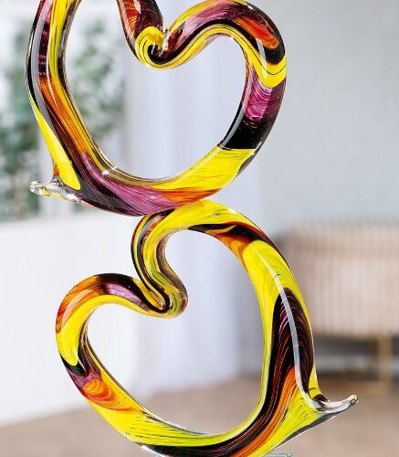 Decoratief Dubbel Hart Corazone - Glas Art - Multi - L22xB10xH40cm
