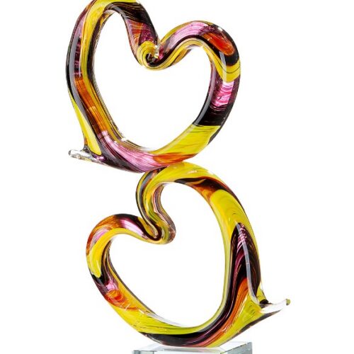Alternative view of Decoratief Dubbel Hart Corazone - Glas Art - Multi - L22xB10xH40cm