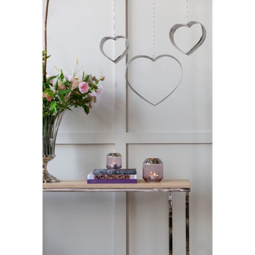 Decoratief Hart Anya Hangend - RVS Gehamerd - Zilver - L15xB6xH15cm