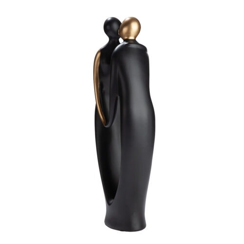 Alternative view of Figuur Koppeltje Dancing Kiss - Polyresin - Mat Zwart/Goud - L22xB9xH50cm