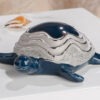 Schildpad - Glanzend/Structuur Keramiek - Donker Blauw/Zilver - L11,5xB13,5xH5,5cm
